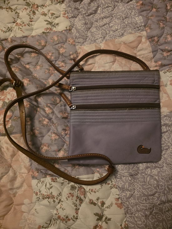 Dooney & Bourke Handbags - Dooney & Bourke Lavender Crossbody with Brown Leather Strap